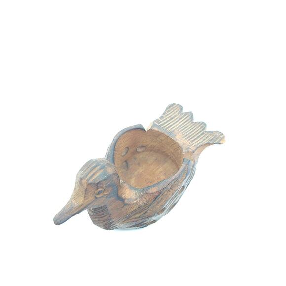 Vintage Hand-Carved Wood Duck Bird Candle & Incense Holder Edward Rodriguez Co. - Picture 8 of 9